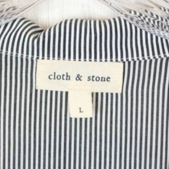 Cloth & Stone | Pinstriped Bell Sleeve Blouse Size Large - Picture 5 of 5
